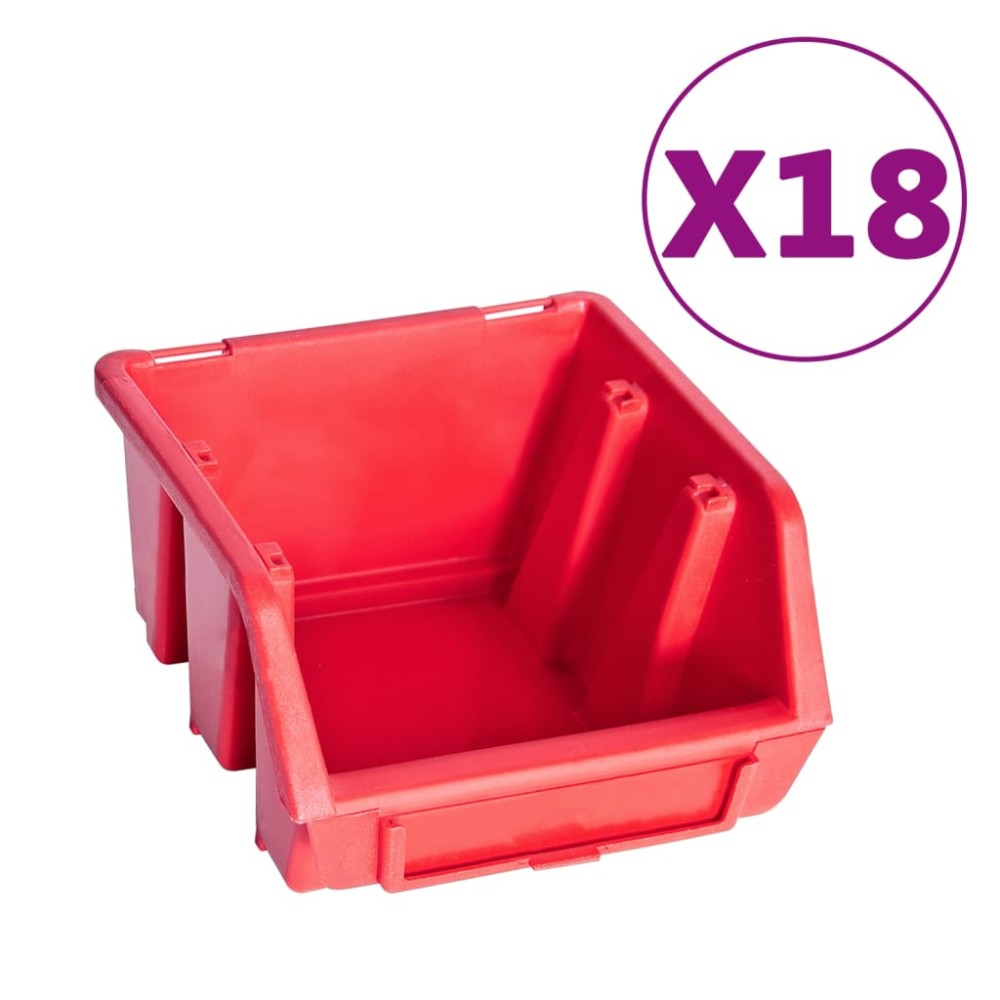 vidaXL Set cutii depozitare 80 piese cu panouri de perete, roșu&negru