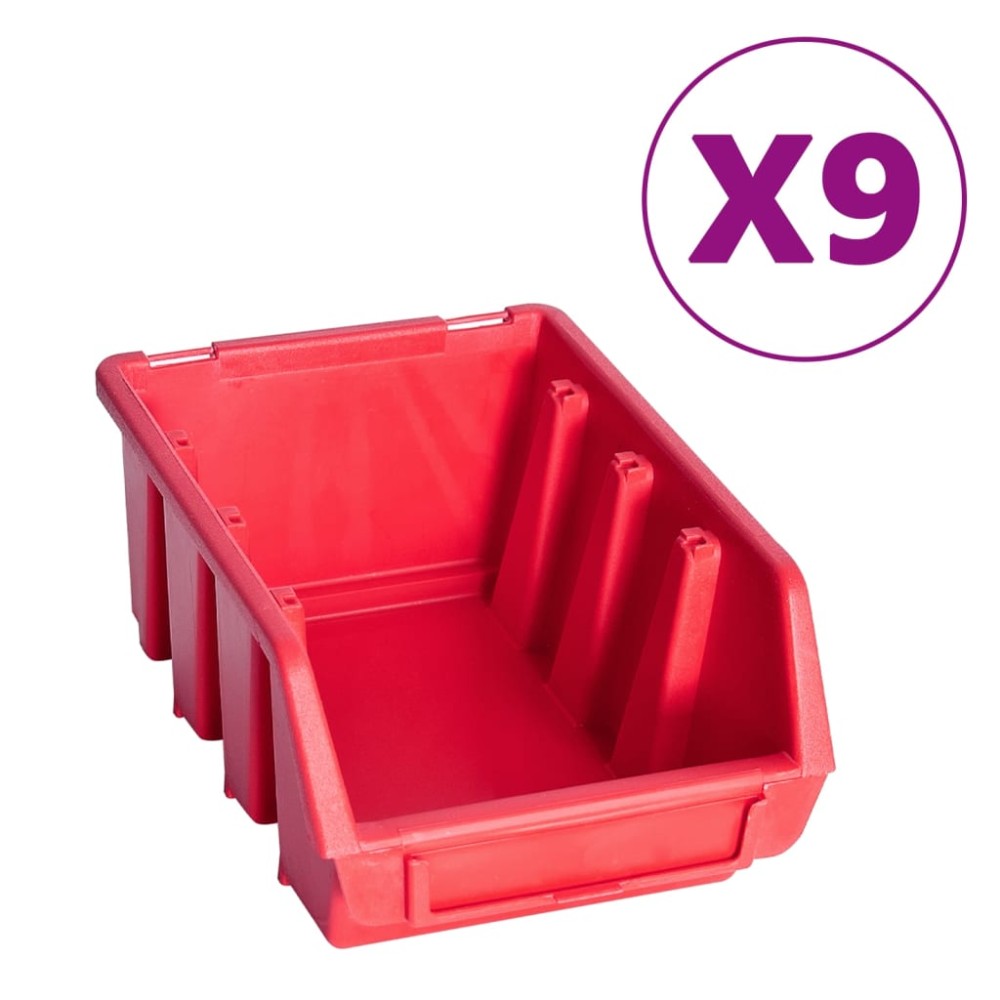 vidaXL Set cutii depozitare 103 piese cu panouri de perete, roșu&negru