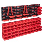vidaXL Set cutii depozitare 141 piese cu panouri de perete, roșu&negru vidaXL Set cutii depozitare 141 piese cu panouri de perete, roșu&negru