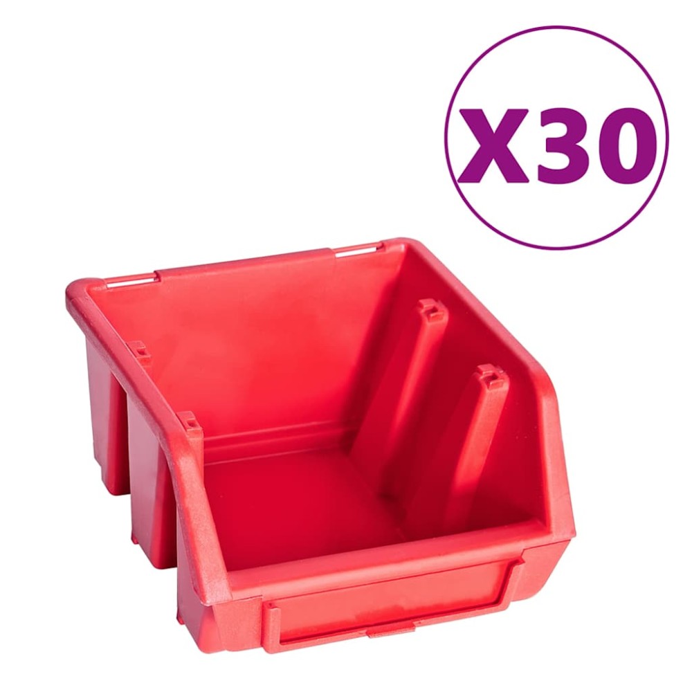 vidaXL Set cutii depozitare 136 piese cu panouri de perete, roșu&negru
