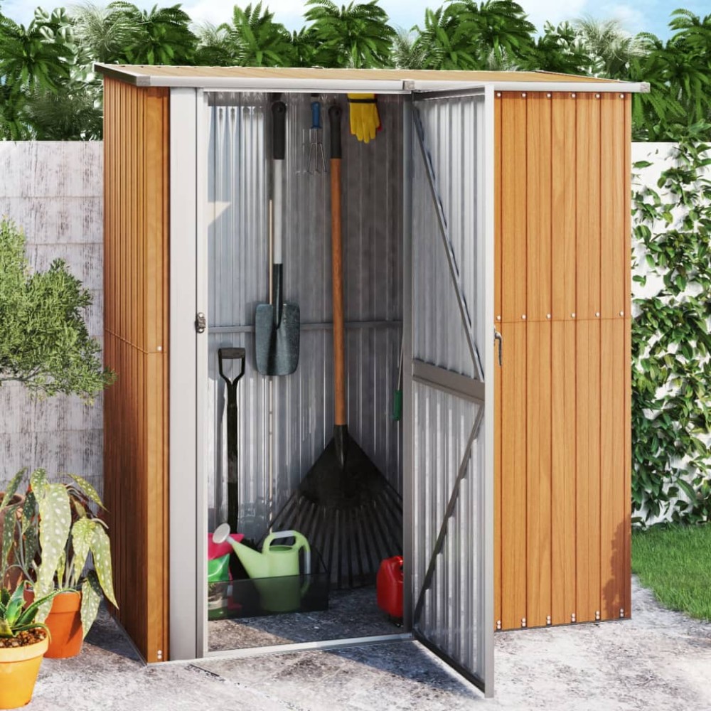vidaXL Șopron de grădină 180,5x97x209,5 cm oțel galvanizat aspect lemn