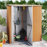 vidaXL Șopron de grădină 180,5x97x209,5 cm oțel galvanizat aspect lemn vidaXL Șopron de grădină 180,5x97x209,5 cm oțel galvanizat aspect lemn