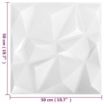 vidaXL Panouri de perete 3D 48 buc. alb 50x50 cm model diamant 12 m²