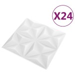 vidaXL Panouri de perete 3D 24 buc. alb 50x50 cm model origami 6 m² vidaXL Panouri de perete 3D 24 buc. alb 50x50 cm model origami 6 m²