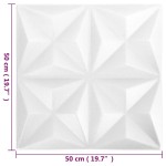 vidaXL Panouri de perete 3D 48 buc. alb 50x50 cm model origami 12 m² vidaXL Panouri de perete 3D 48 buc. alb 50x50 cm model origami 12 m²