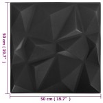 vidaXL Panouri de perete 3D 48 buc. negru 50x50 cm model diamant 12 m²