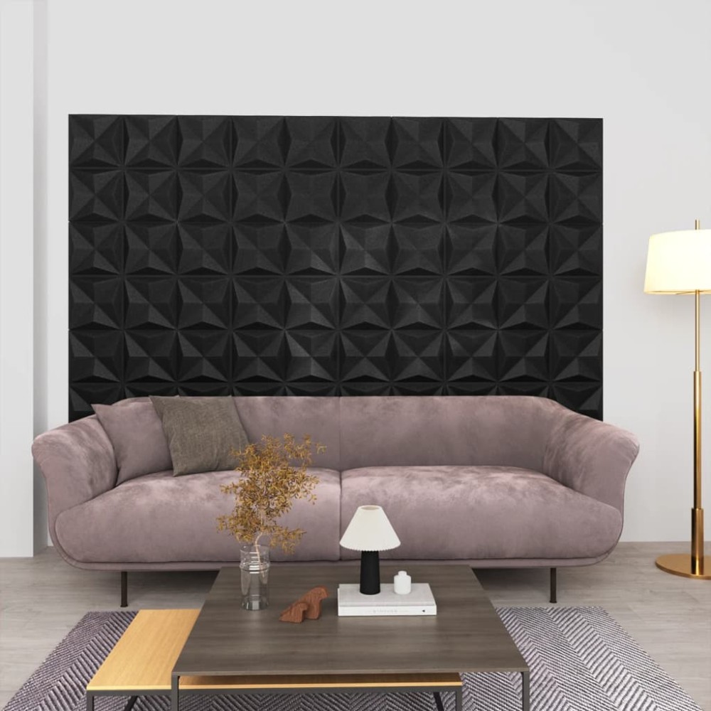 vidaXL Panouri de perete 3D 24 buc. negru 50x50 cm model origami 6 m²