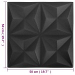 vidaXL Panouri de perete 3D 24 buc. negru 50x50 cm model origami 6 m² vidaXL Panouri de perete 3D 24 buc. negru 50x50 cm model origami 6 m²