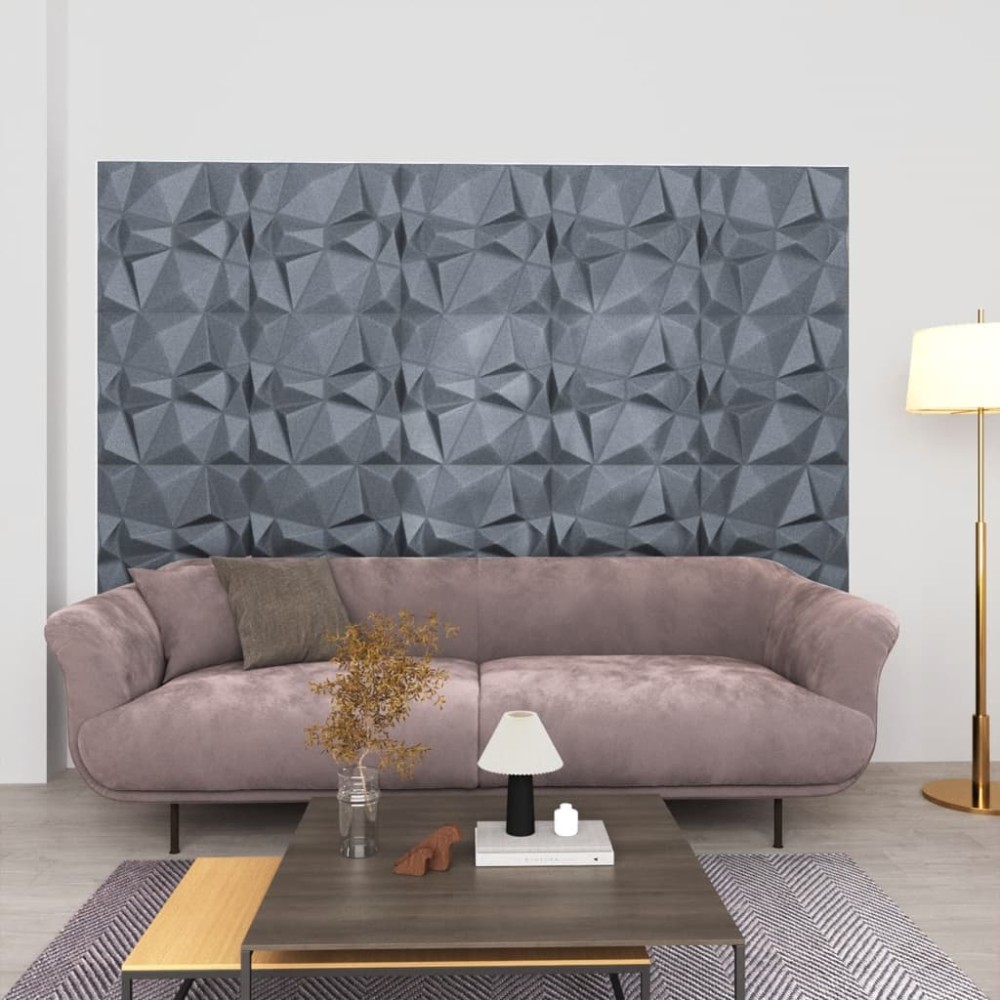vidaXL Panouri de perete 3D 48 buc. gri 50x50 cm model diamant 12 m²