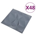 vidaXL Panouri de perete 3D 48 buc. gri 50x50 cm model diamant 12 m²