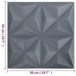 vidaXL Panouri de perete 3D 24 buc. gri 50x50 cm model origami 6 m²