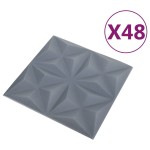 vidaXL Panouri de perete 3D 48 buc. gri 50x50 cm model origami 12 m² vidaXL Panouri de perete 3D 48 buc. gri 50x50 cm model origami 12 m²