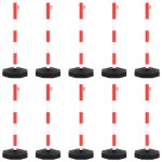vidaXL Set stâlp semnalizare trafic, cu lanț din plastic de 10 m