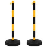 vidaXL Set stâlp semnalizare trafic, cu lanț din plastic de 10 m