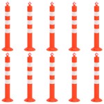 vidaXL Bornă de control trafic cu lanţ, 10 buc., 75 cm, PE vidaXL Bornă de control trafic cu lanţ, 10 buc., 75 cm, PE