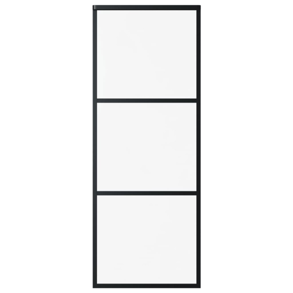 vidaXL Ușă glisantă cu 3 panouri, negru, 76x205 cm, sticlă ESG și aluminiu