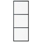 vidaXL Ușă glisantă cu 3 panouri, negru, 76x205 cm, sticlă ESG și aluminiu vidaXL Ușă glisantă cu 3 panouri, negru, 76x205 cm, sticlă ESG și aluminiu