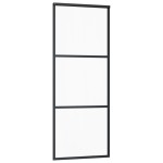vidaXL Ușă glisantă cu 3 panouri, negru, 76x205 cm, sticlă ESG și aluminiu vidaXL Ușă glisantă cu 3 panouri, negru, 76x205 cm, sticlă ESG și aluminiu