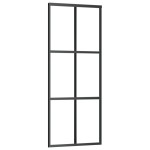 vidaXL Ușă glisantă, negru, 76x205 cm, sticlă ESG și aluminiu