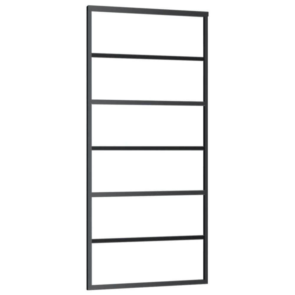 vidaXL Ușă glisantă, negru, 90x205 cm, sticlă ESG și aluminiu