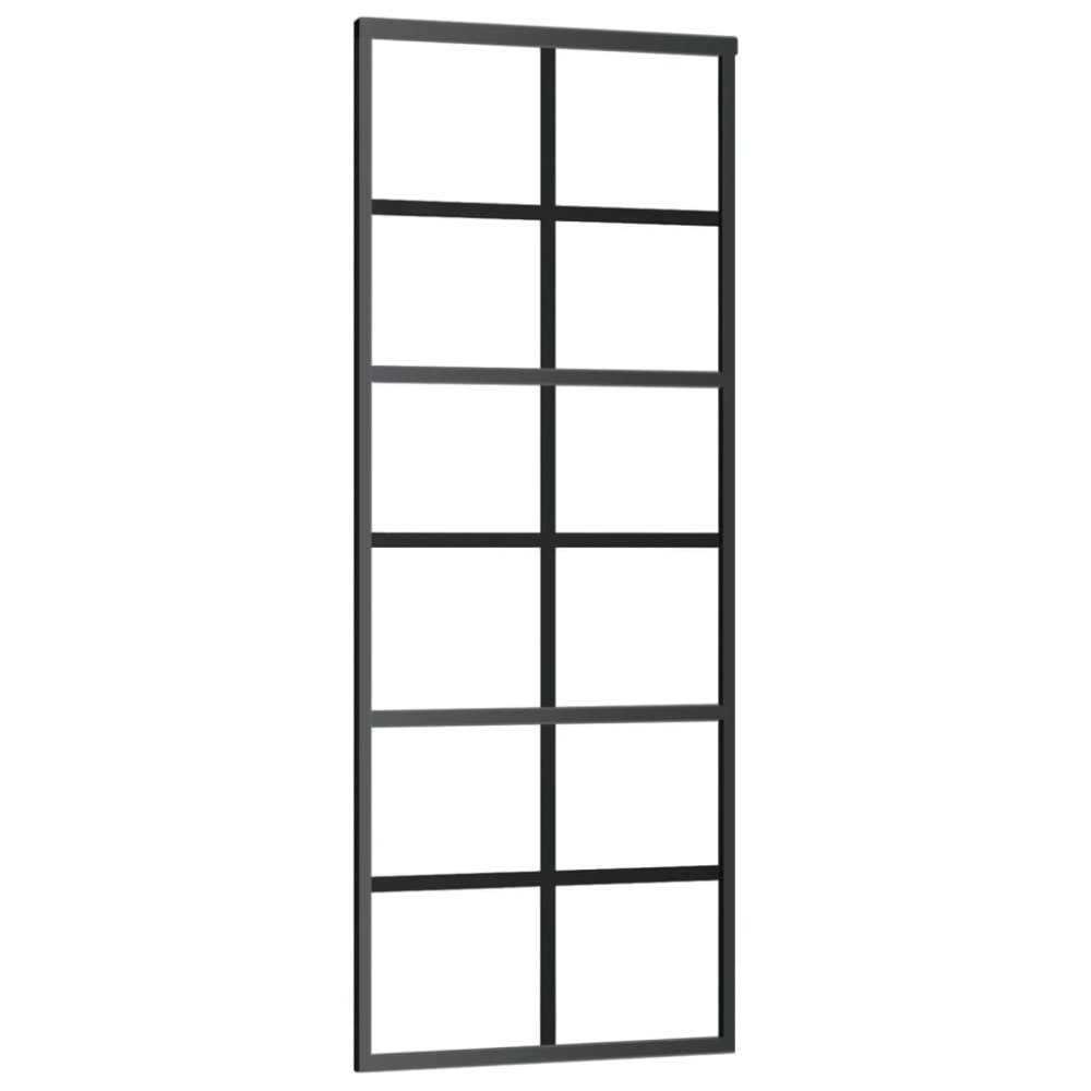 vidaXL Ușă glisantă, negru, 76x205 cm, sticlă ESG și aluminiu