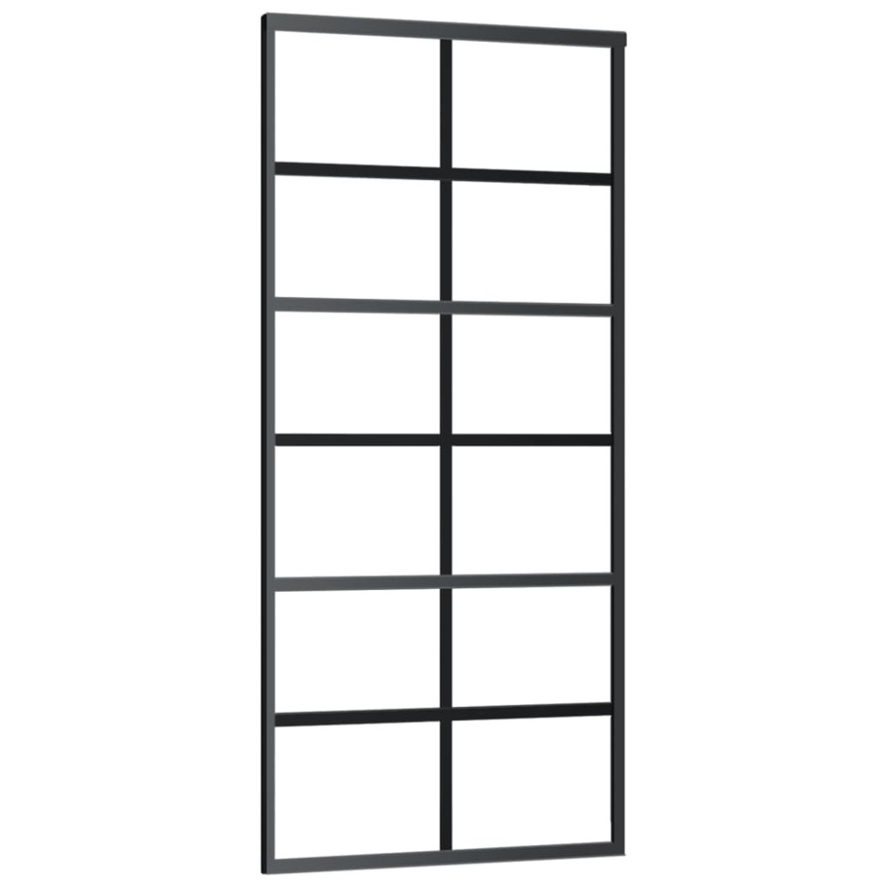 vidaXL Ușă glisantă, negru, 90x205 cm, sticlă ESG și aluminiu