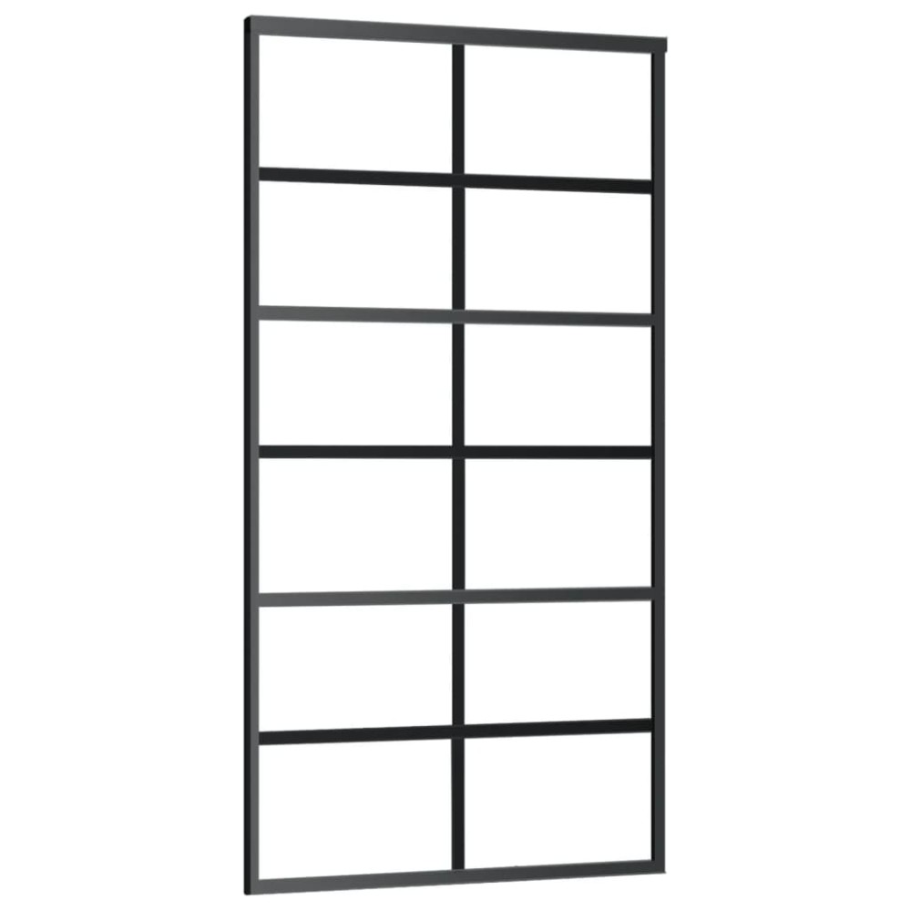 vidaXL Ușă glisantă, negru, 102x205 cm, sticlă ESG și aluminiu