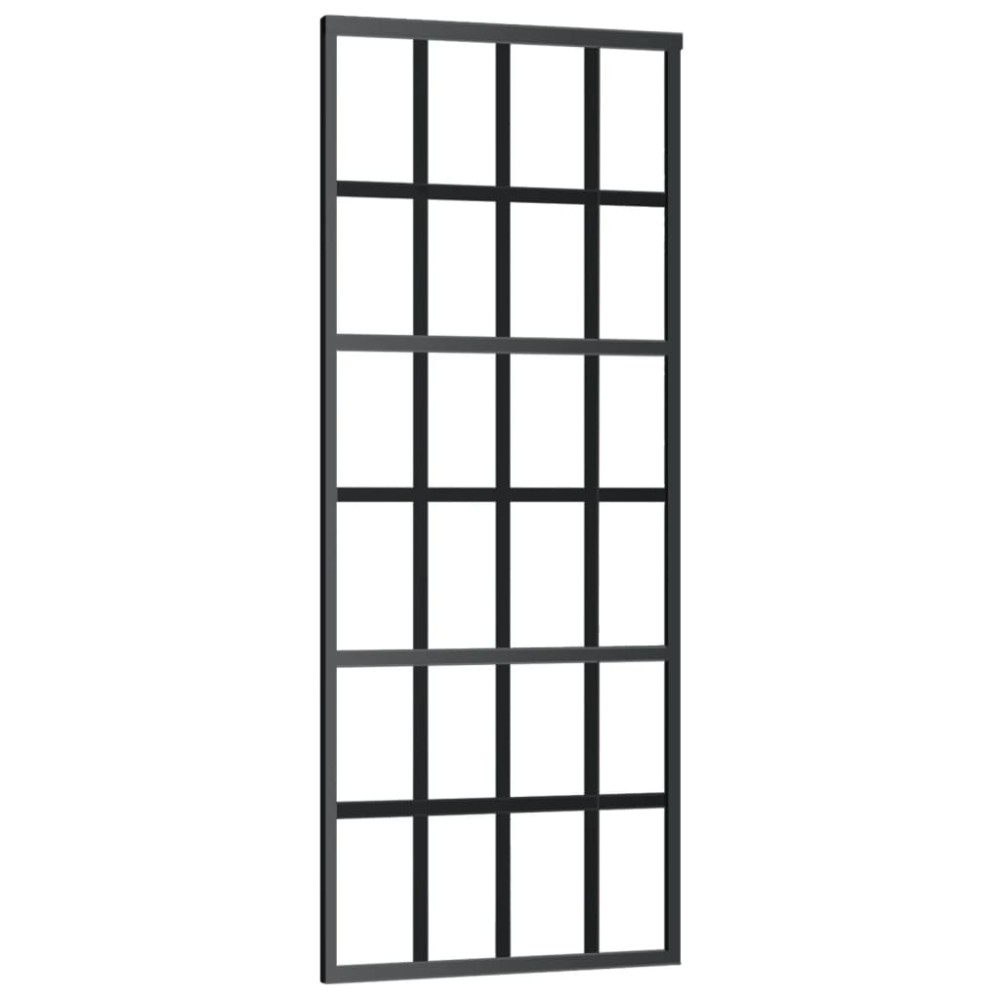 vidaXL Ușă glisantă, negru, 76x205 cm, sticlă ESG și aluminiu