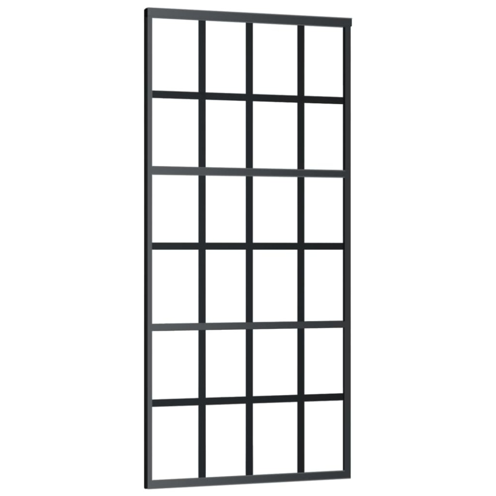 vidaXL Ușă glisantă, negru, 90x205 cm, sticlă ESG și aluminiu