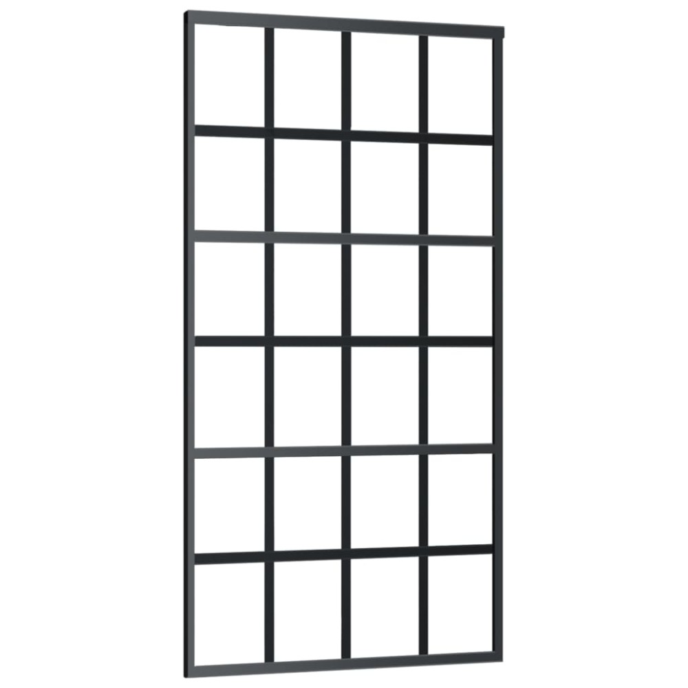 vidaXL Ușă glisantă, negru, 102x205 cm, sticlă ESG și aluminiu