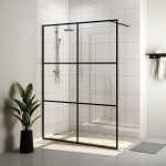 vidaXL Paravan de duș walk-in negru 140x195 cm sticlă ESG transparentă vidaXL Paravan de duș walk-in negru 140x195 cm sticlă ESG transparentă