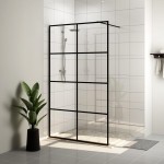vidaXL Paravan de duș walk-in negru 140x95 cm sticlă ESG transparentă vidaXL Paravan de duș walk-in negru 140x95 cm sticlă ESG transparentă