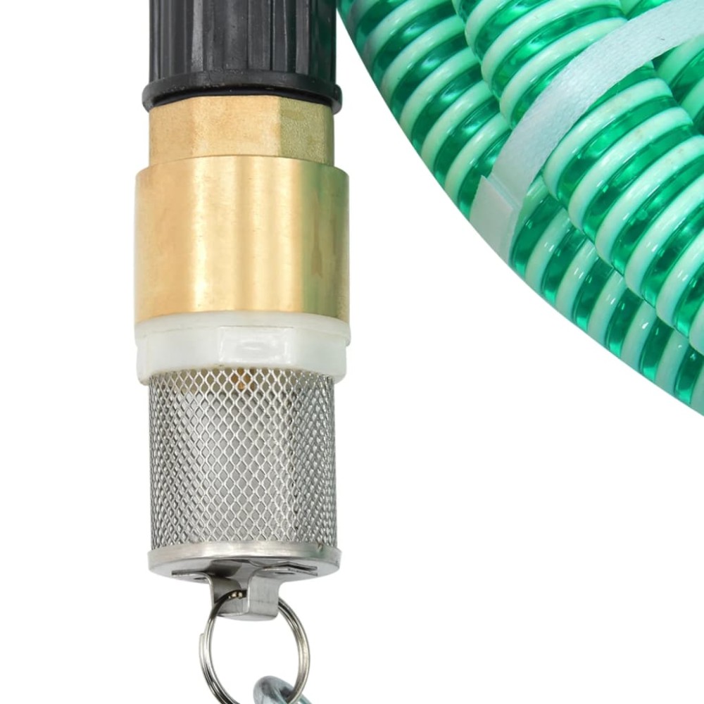 vidaXL Furtun de aspirație cu racorduri din alamă, verde 1,1" 15 m PVC