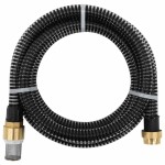 vidaXL Furtun de aspirație cu racorduri din alamă, negru 1,1" 4 m, PVC vidaXL Furtun de aspirație cu racorduri din alamă, negru 1,1" 4 m, PVC