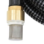 vidaXL Furtun de aspirație cu racorduri din alamă, negru 1,1" 10 m PVC