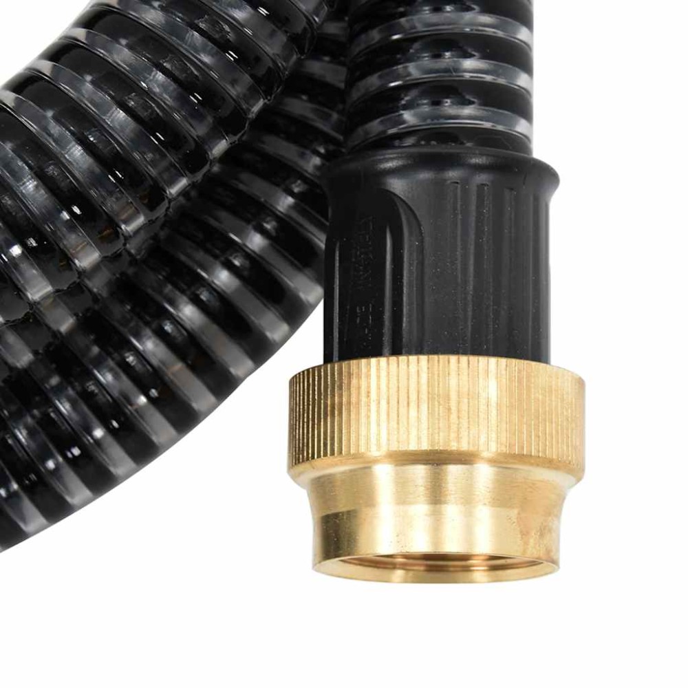 vidaXL Furtun de aspirație cu racorduri din alamă, negru 1,1" 15 m PVC