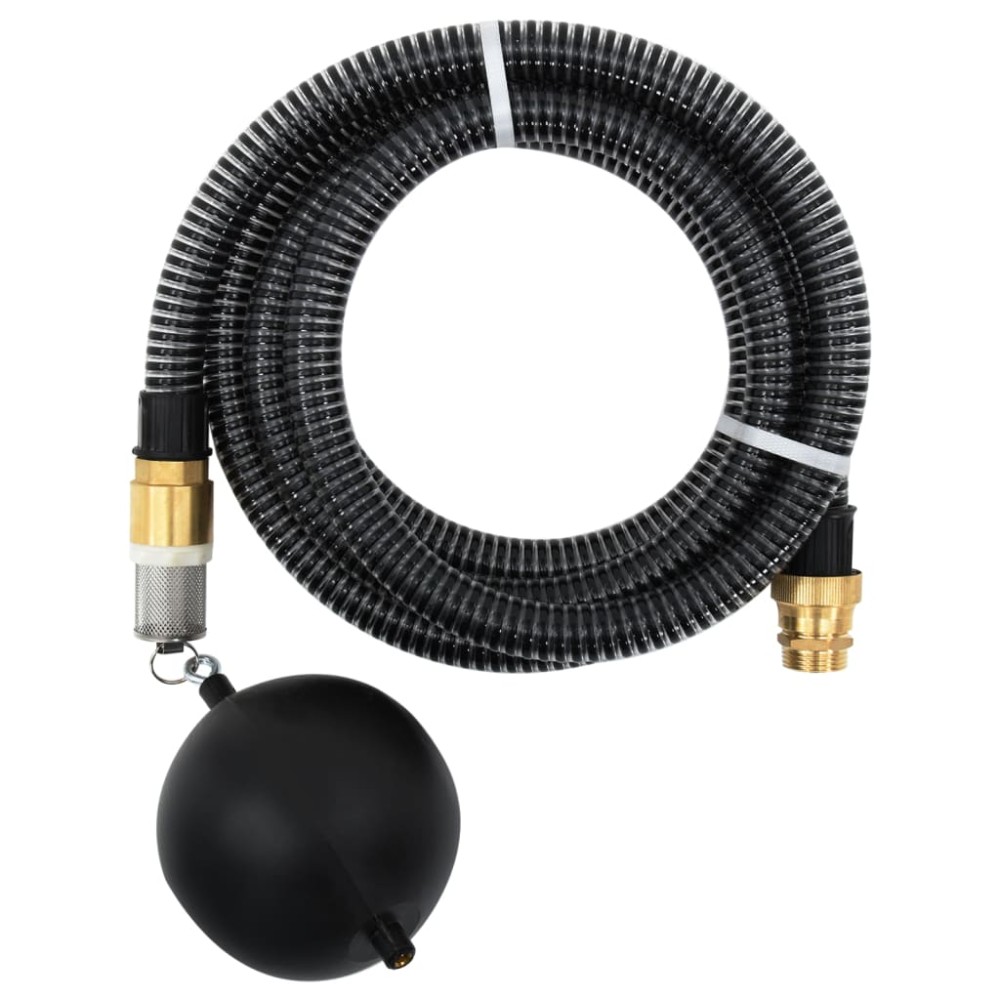 vidaXL Furtun de aspirație cu racorduri din alamă, negru 1,1" 15 m PVC