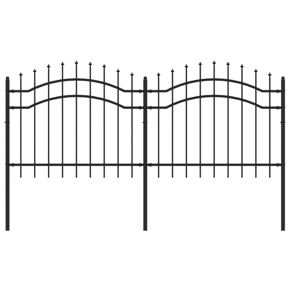 vidaXL Gard de grădină cu vârf tip suliță, negru, 239x100 cm, oțel vopsit în câmp electrostatic