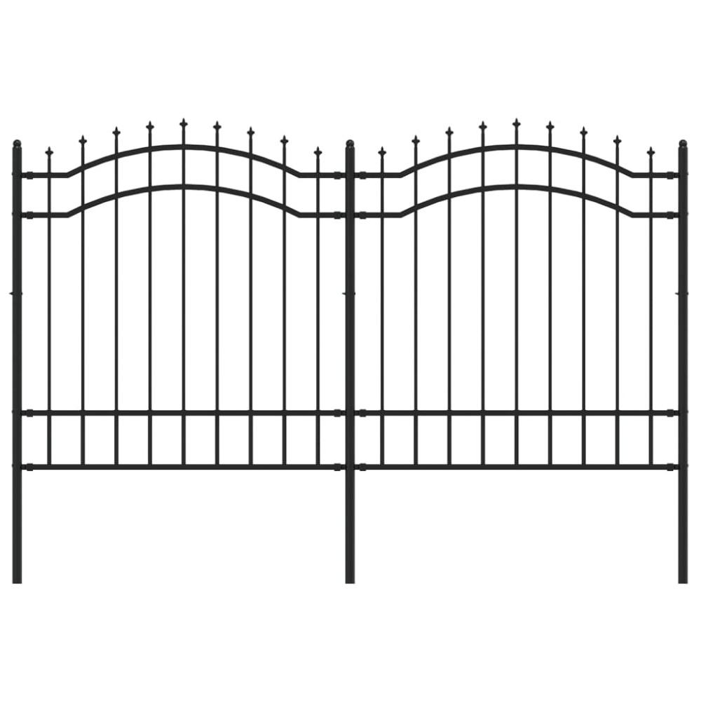 vidaXL Gard de grădină cu vârf tip suliță, negru, 239x125 cm, oțel vopsit în câmp electrostatic