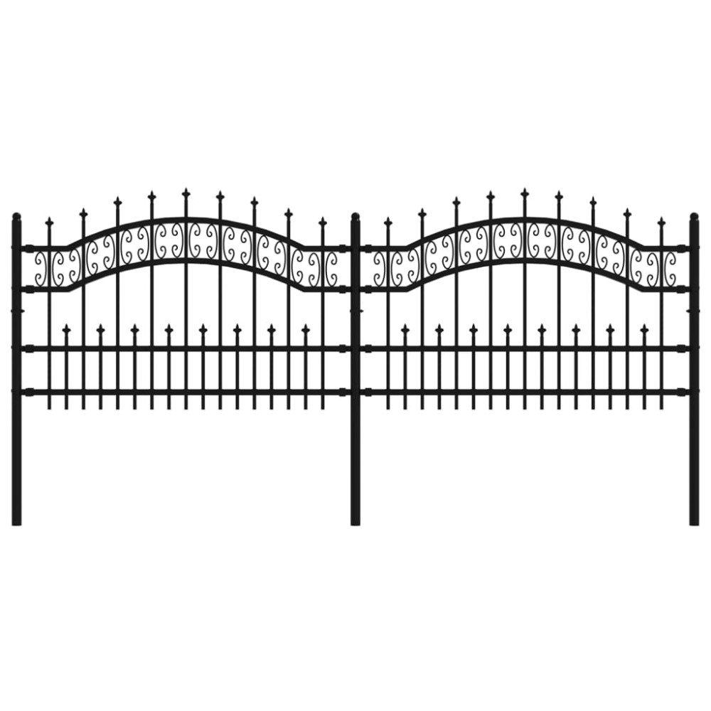 vidaXL Gard de grădină cu vârf tip suliță, negru, 240x75 cm, oțel vopsit în câmp electrostatic