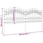 vidaXL Gard de grădină cu vârf tip suliță, negru, 240x75 cm, oțel vopsit în câmp electrostatic vidaXL Gard de grădină cu vârf tip suliță, negru, 240x75 cm, oțel vopsit în câmp electrostatic
