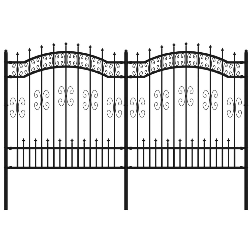 vidaXL Gard de grădină cu vârf tip suliță, negru, 240x125 cm, oțel vopsit în câmp electrostatic