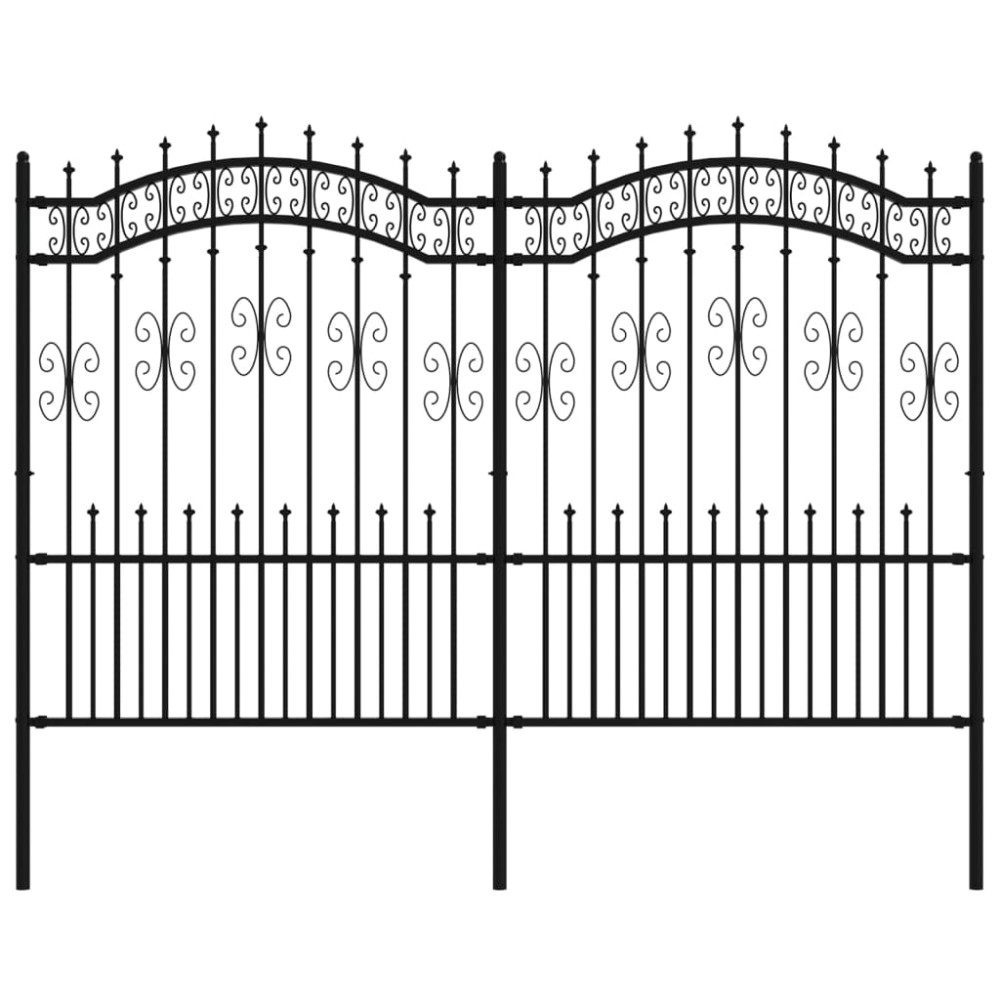 vidaXL Gard de grădină cu vârf tip suliță, negru, 240x150 cm, oțel vopsit în câmp electrostatic