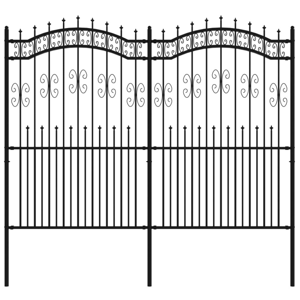 vidaXL Gard de grădină cu vârf tip suliță, negru, 240x175 cm, oțel vopsit în câmp electrostatic