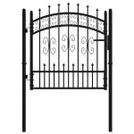 vidaXL Poartă gard cu vârf negru 103x150 cm oțel vopsit electrostatic vidaXL Poartă gard cu vârf negru 103x150 cm oțel vopsit electrostatic