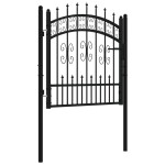 vidaXL Poartă gard cu vârf negru 103x150 cm oțel vopsit electrostatic vidaXL Poartă gard cu vârf negru 103x150 cm oțel vopsit electrostatic
