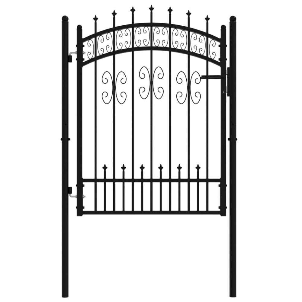 vidaXL Poartă gard cu vârf negru 103x175 cm oțel vopsit electrostatic