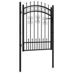 vidaXL Poartă gard cu vârf negru 103x175 cm oțel vopsit electrostatic vidaXL Poartă gard cu vârf negru 103x175 cm oțel vopsit electrostatic