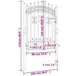 vidaXL Poartă gard cu vârf negru 103x175 cm oțel vopsit electrostatic vidaXL Poartă gard cu vârf negru 103x175 cm oțel vopsit electrostatic