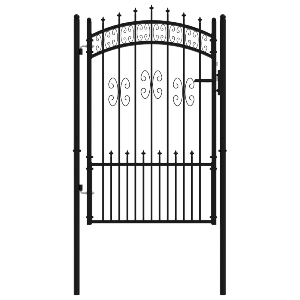 vidaXL Poartă gard cu vârf negru 103x200 cm oțel vopsit electrostatic